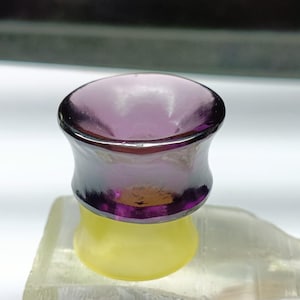 Carved Double Flare Amethyst Stone Plugs (pair)