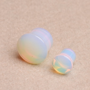 Opalite Stone Single Flare Plug With Groove Earring Gauge Piercing For Women Men Body Jewelry