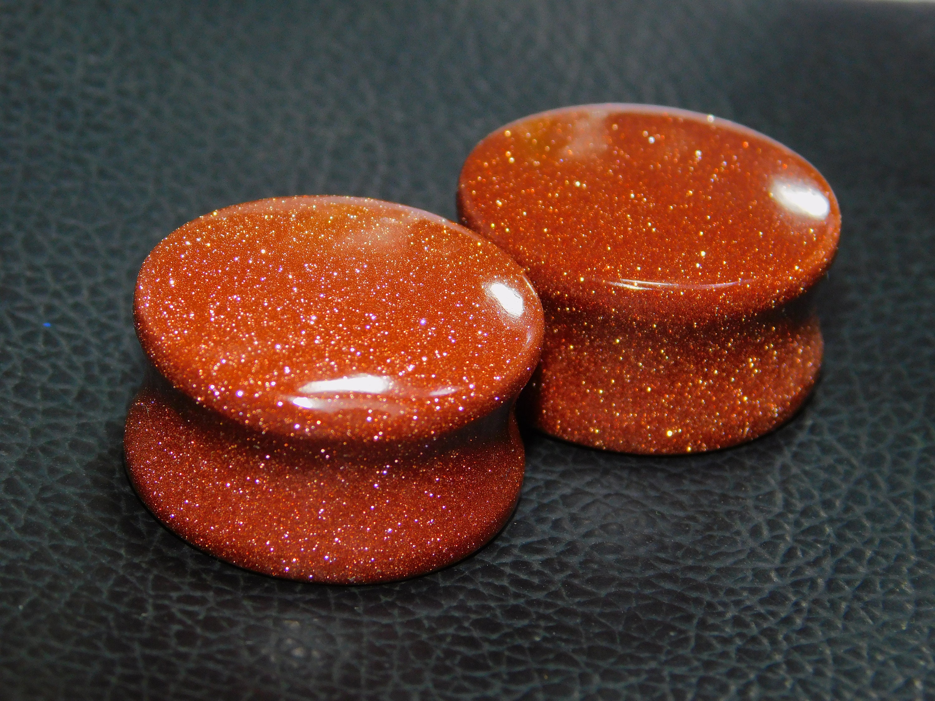 Goldstone Plug Gauge Double Flare Glass Ear Plugs Pair Etsy
