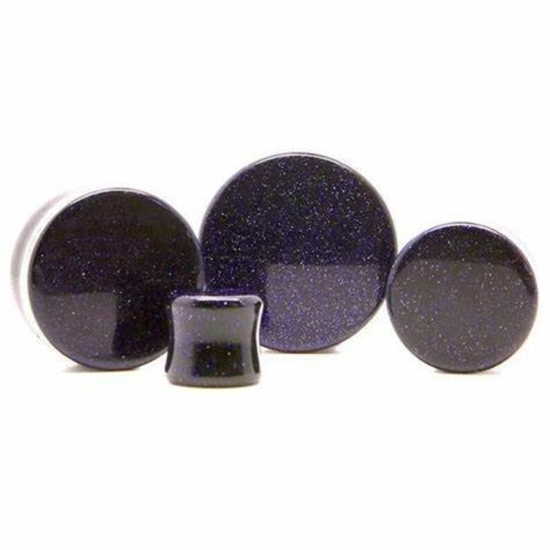 Blue Goldstone Plug Gauge Double Flare Glass Ear Plugs Pair Etsy