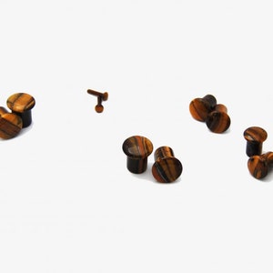 Tiger&#39;s Eye Single Flare Convex Stone Plug |Organic Stone Ear Stretcher Gauges| in 4g(5mm) to 1&#39;&#39;(25mm)