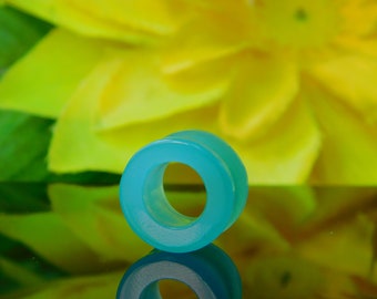 A Pair of Aqua Chalcedone Stone Double Flared Concave Tunnel Eyelets