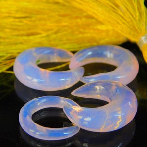 Lavender Opalite Crescent Septum Pincher: Handmade Stretched Piercing