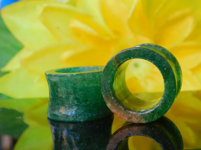 Stone Tunnel Plugs Green Aventurine Gemstonegaugesplug Etsy