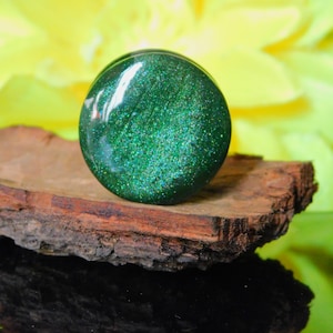 Green Goldstone Plug Gauge - Double Flare Glass Ear Plugs Pair- Beautifully Polished Double flare sizes 8G To (30mm)