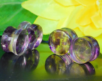 Dilatadores de amatista hechos a mano: calibres de gemas de doble abocinado
