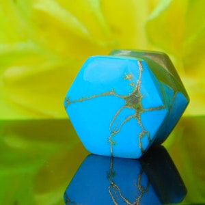 Double Flared Hexagon Turquoise Stone Plugs, Organic eyelets, Organic Plugs,Gauges 6g up to   (30mm) available