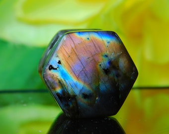 Hexagon Labradorite Plugs: Double Flared Stone Gauges (4mm to 30mm)