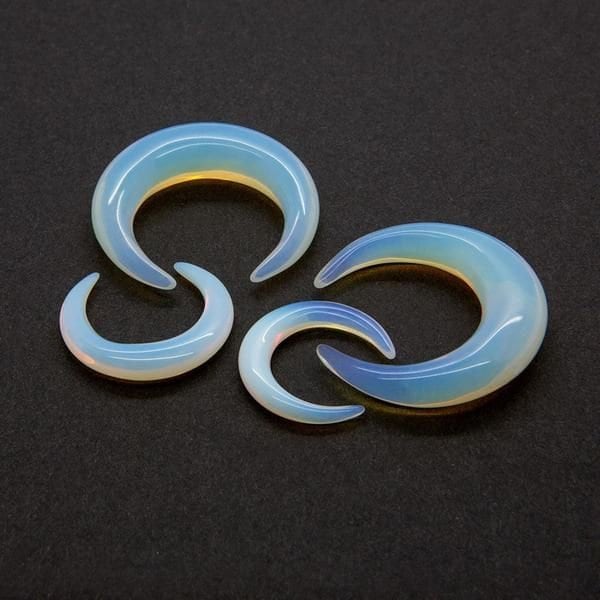 Opalite Crescent Hangers Pinchers, Septum, Tusk, Handmde Gauges, Nose Size 3MM. to 10MM. and Custom Size Available