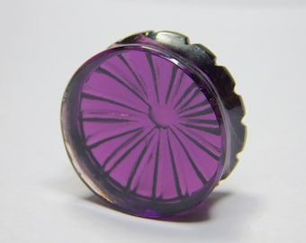 Carved Double Flare Amethyst Stone Plugs (pair)