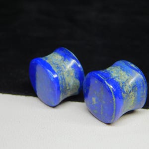 AAA Grade Natural Lapis Lazuli Stone Saddle Plug - Sold as Pair | Double Flare | Unique Natural Shades  Pair of size 4mm to 30mm