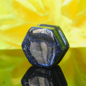 Blue Goldstone Hexagon Plug Gauge - Double Flare Glass Ear Plugs Pair- Beautifully Polished Double flare sizes 8G To (30mm)