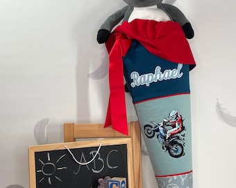 Schultüte rot Motorcross mit Namen