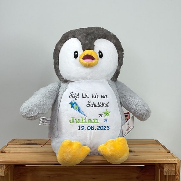 Pinguin grau personalisiert mit Stickerei