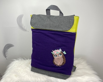 Upcycling Kinder Rucksack Cool Eule