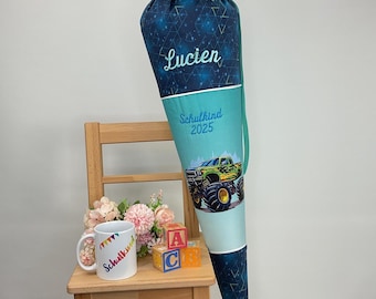 School cone monster truck with name