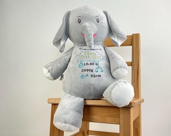 Elephant with floppy ears personalized with embroidery