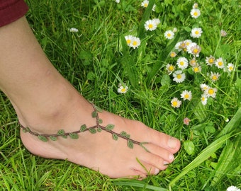 Leaf tendril ~ elf socks ~ barefoot jewelry, foot jewelry, vegan, SINGLE COPY