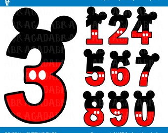 mickey mouse numbers etsy