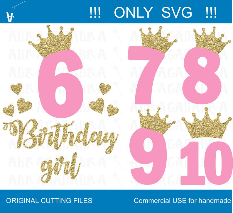 Download 6-10 Numbers Svg Gold glitter svg Birthday Princess Svg | Etsy