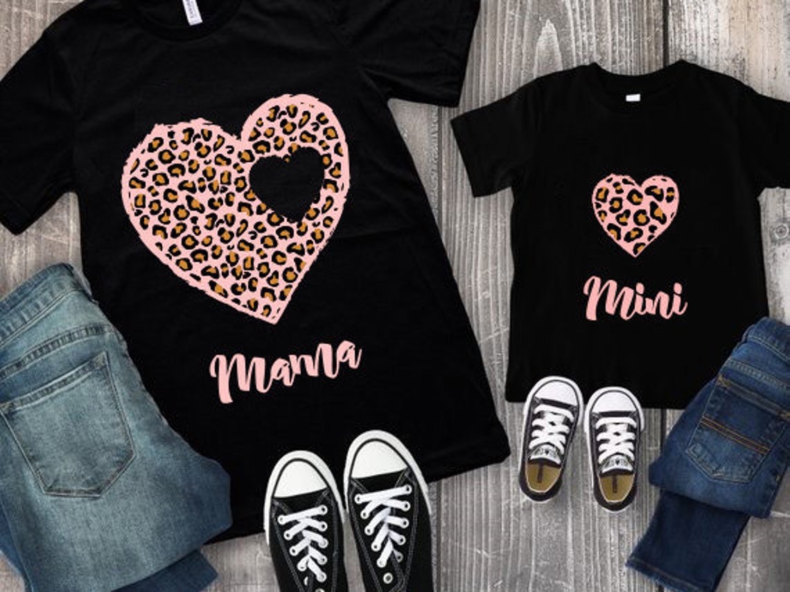 Download Mama and mini svg png eps dxf Leopard heart svg Mommy and Me | Etsy