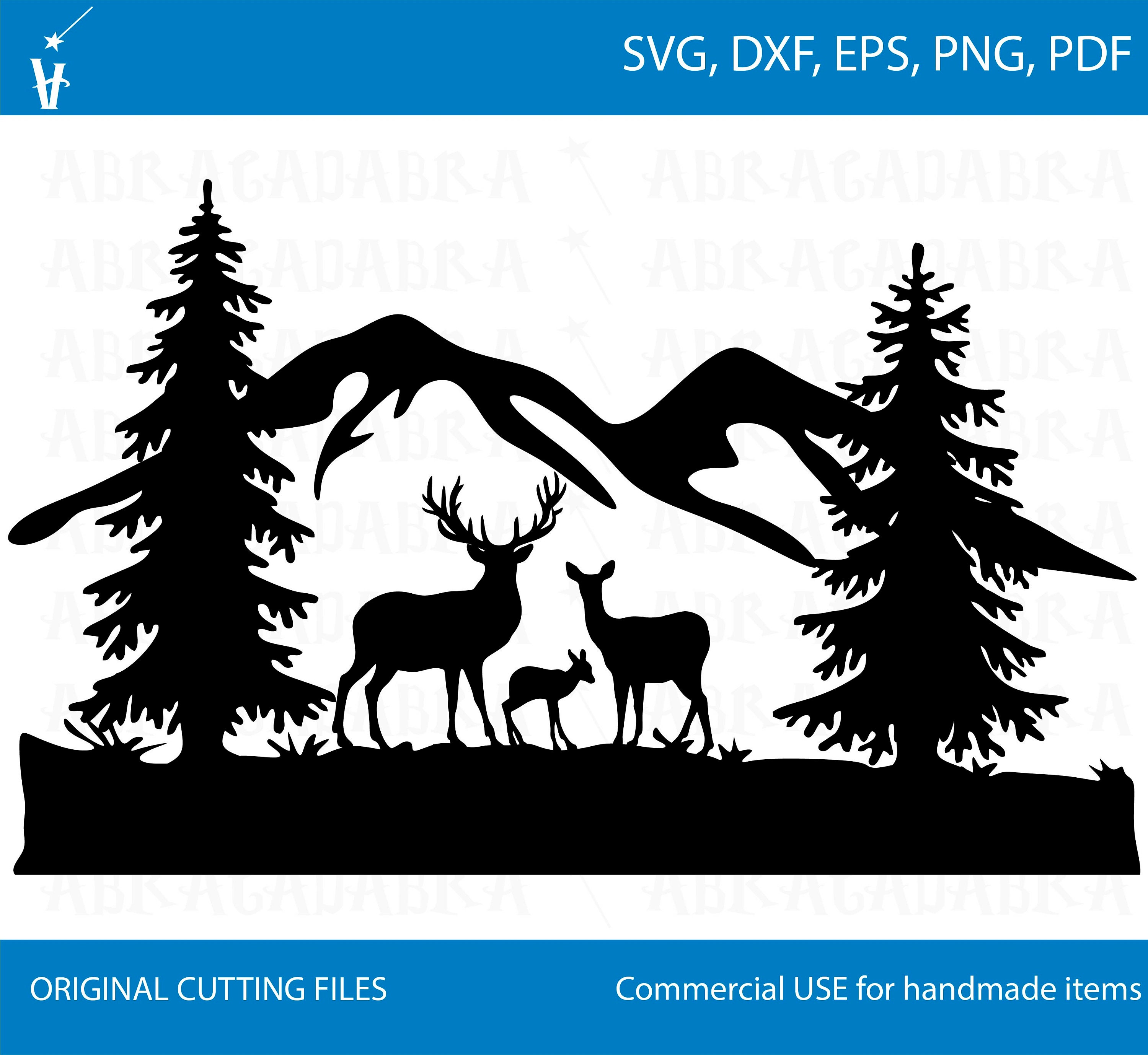 Download Deer Clipart Silhouettes Scene country nature svg wood svg ...