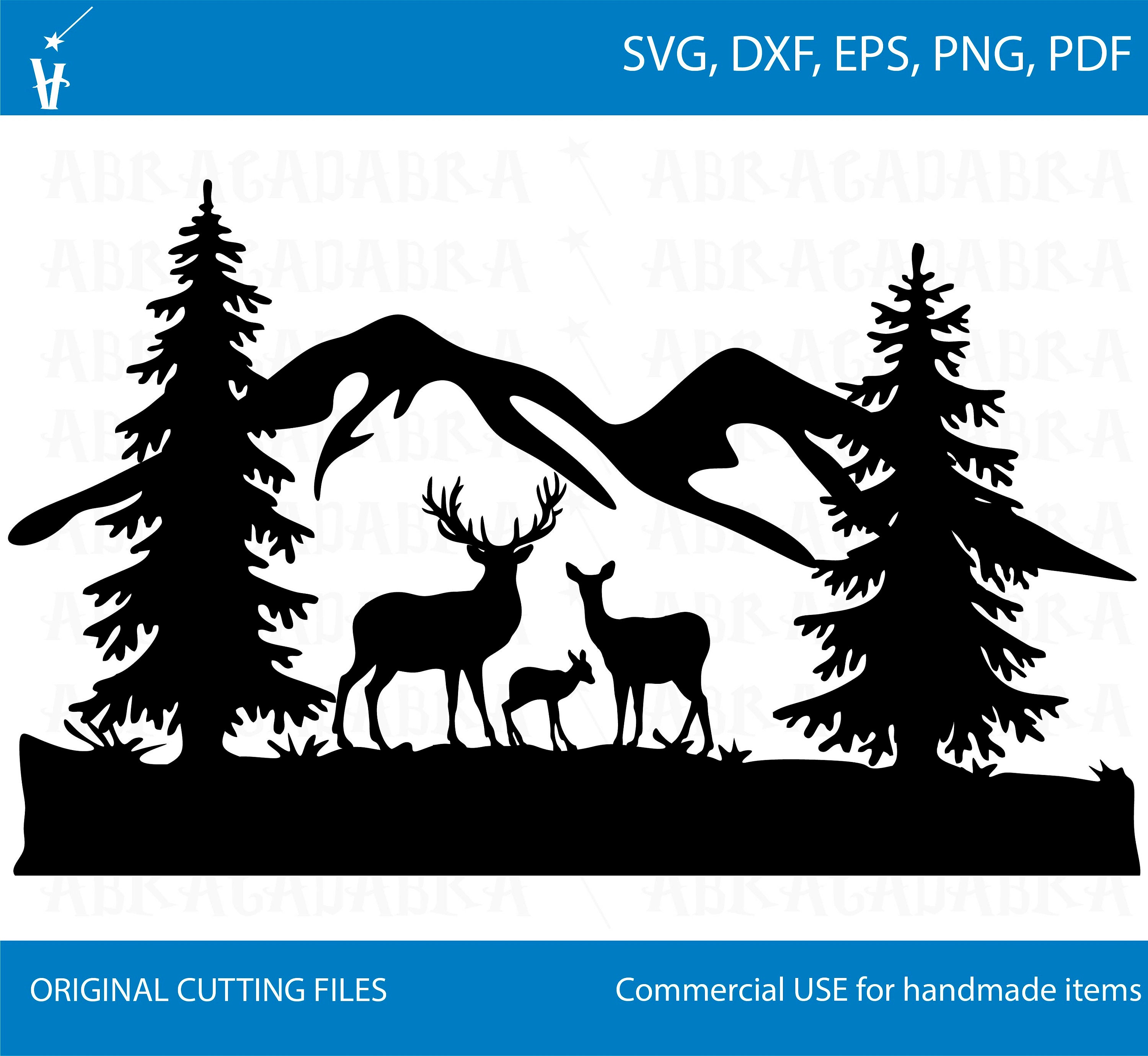 Download Deer Clipart Silhouettes Scene country nature svg wood svg ...