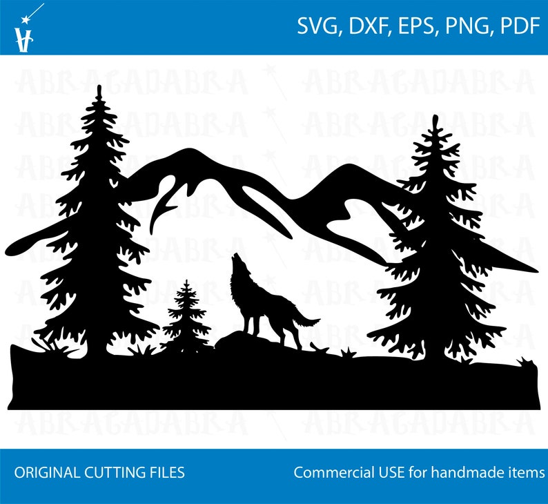 Download Wolf Clipart Silhouettes Scene country nature svg wood svg ...