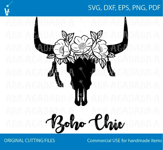 Download Bull Skull Svg Cow Skull Svg Cow Skull With Flowers Cow Etsy