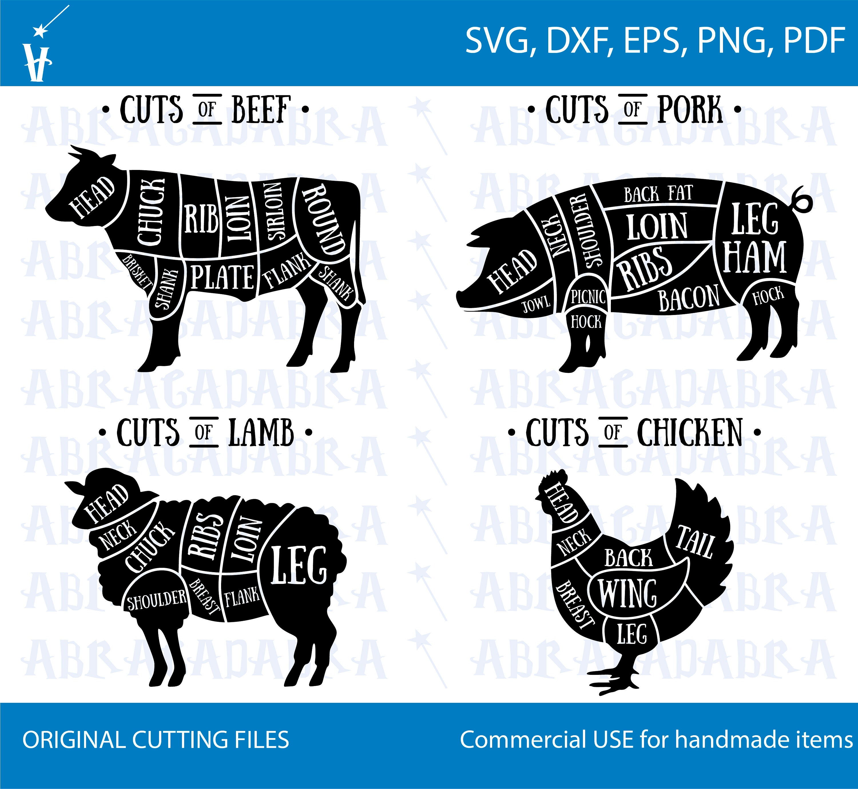 Cuts of Meat Chart Sign SVG Cow Meat SVG Bbq Svg Pig PPQ Etsy