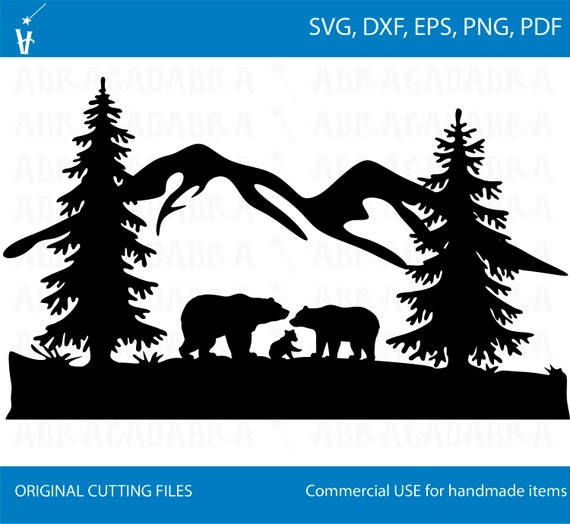 Download Bears Clipart Silhouettes Scene country nature svg wood ...