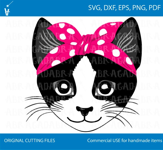 Cat Face Svg Cat Face Clipart Cat Bandana Svg Bandana Cat Etsy