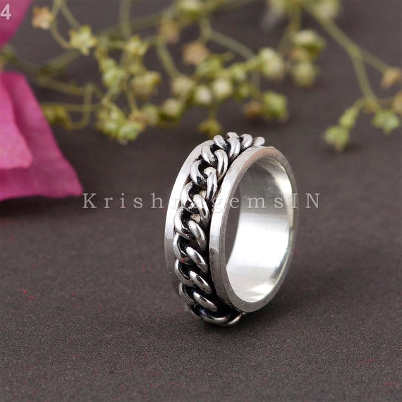 Chain Ring Spinner Ring 925 Sterling 