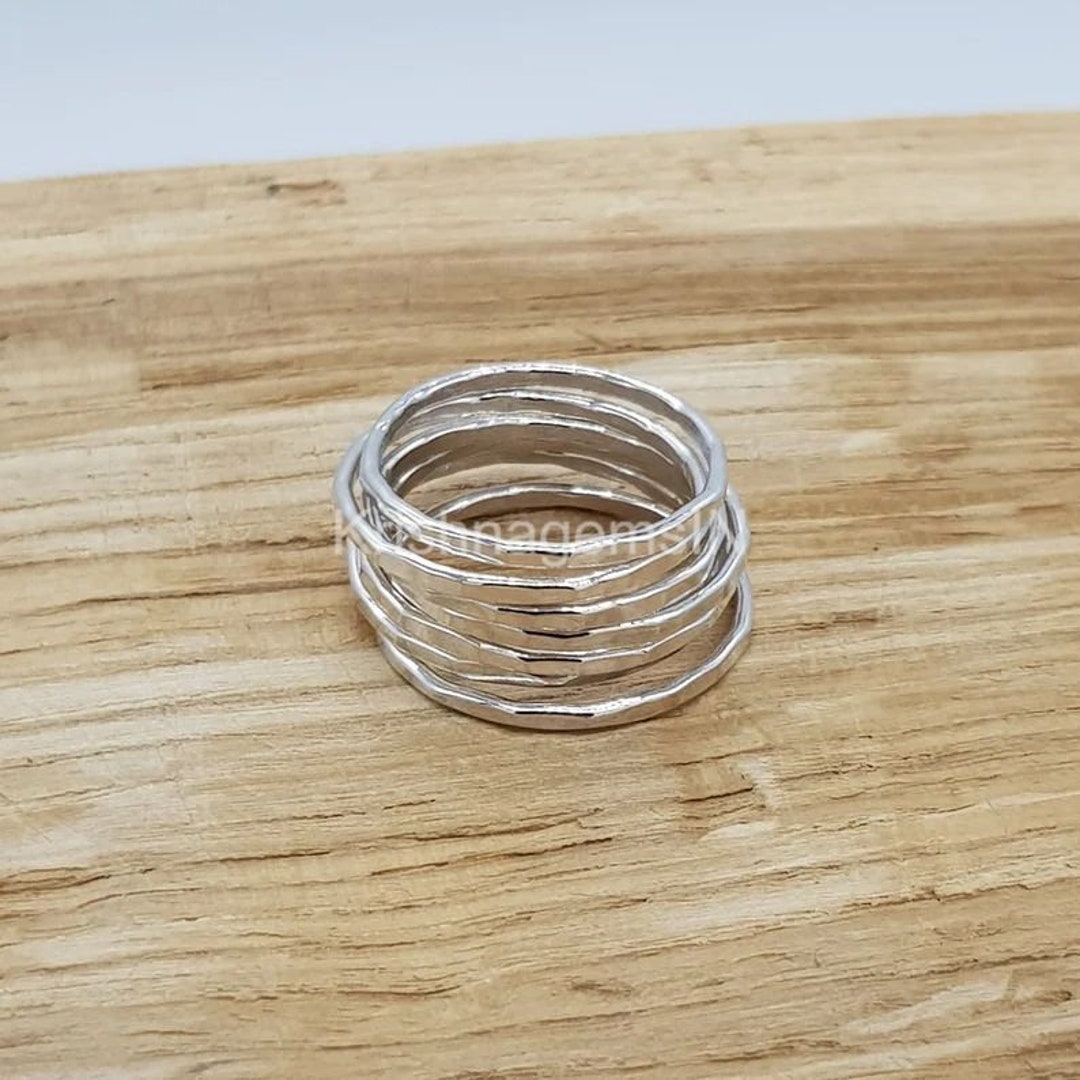 Handmade 8 Set of Ring Sterling Silver Stackable Ring / Midi Ring ...