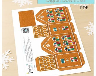 Printable 3D Paper Gingerbread House Template | Christmas Craft (PDF)