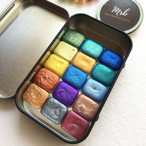 Handgemaakte aquarelverfset, Mica / Metallic aquarellen - Make Your Own (MYO) Set - Quarter Pans