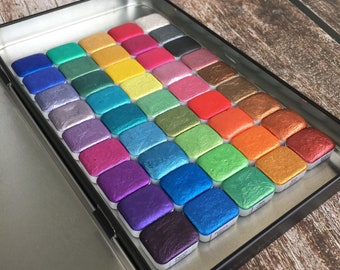 Metallic Watercolor Paints Set, 45 Quarter Pans Set