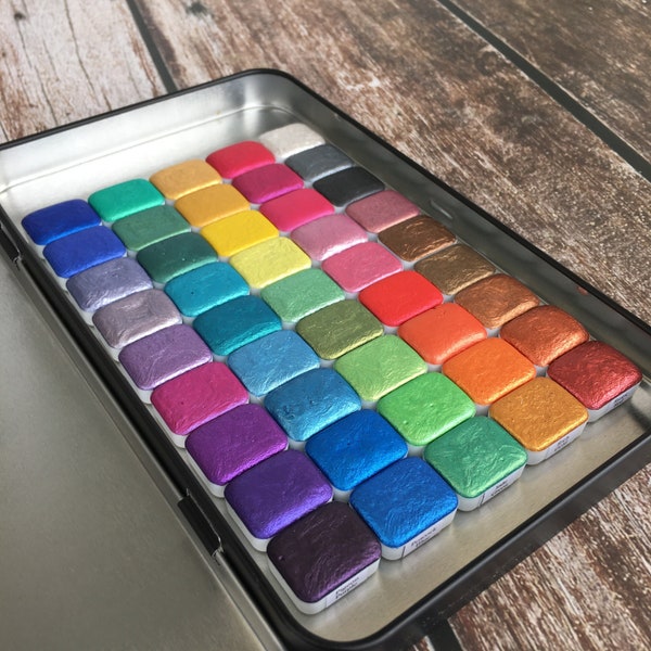 Metallic Aquarellfarben Set, 45 Viertel Pfannen Set