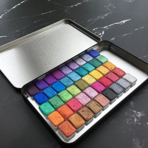 Handmade Watercolor Paints Set, Mica / Metallic Watercolors Make Your Own MYO Set Quarter Pans image 2