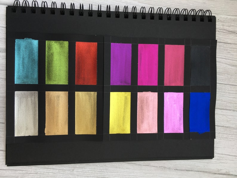 Chrome / Colorshift Watercolors Dot Card Sampler, Tester Handmade Metallic Watercolor Paints image 4