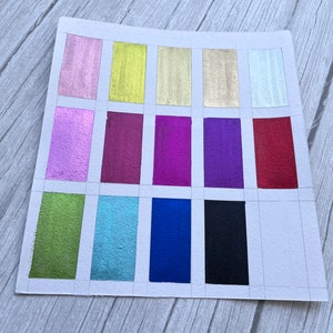 Chrome / Colorshift Watercolors Dot Card Sampler, Tester Handmade Metallic Watercolor Paints image 5