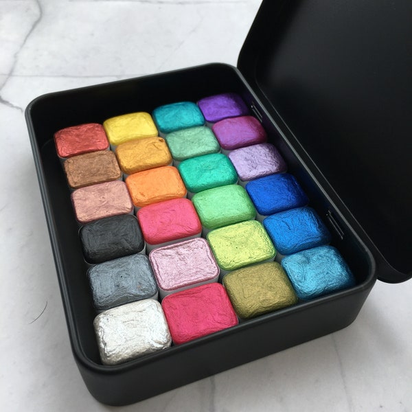 Handmade Metallic Watercolor Paints, Metallic Watercolor Half Pans - Make Your Own Palette