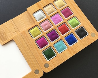 Mini paleta de acuarelas cromadas, acuarelas hechas a mano, mini sartén 0,5 ml