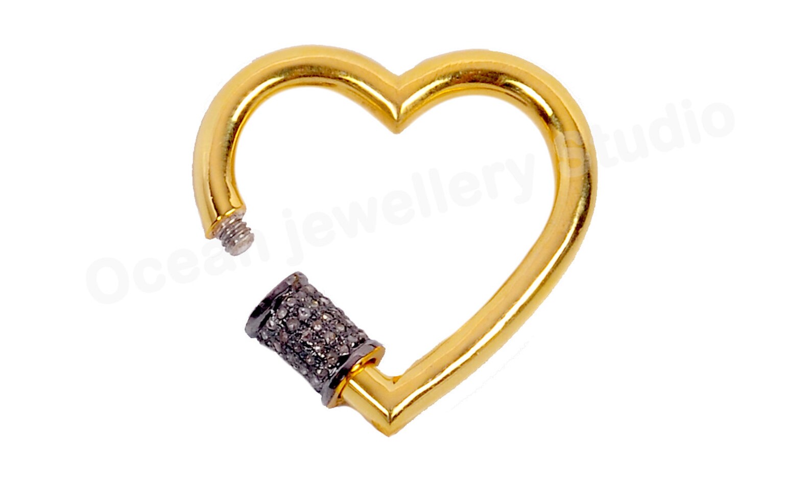 Beautiful 925 Diamond Screw Heart Locks Carabiner Jewelry Etsy