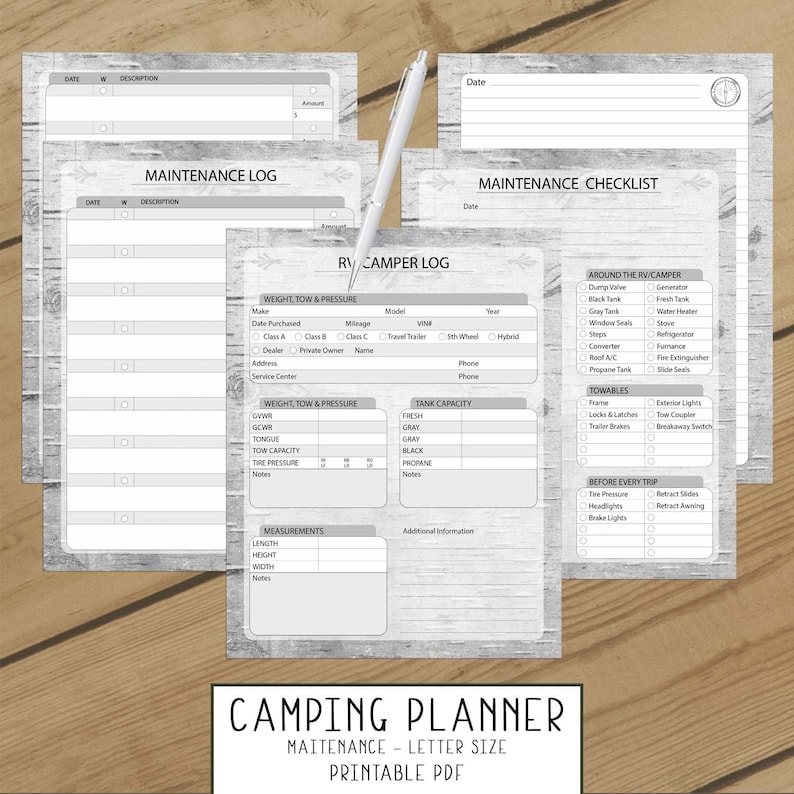 Camping Planner Maintenance Printable Pdf Camping Journal Etsy