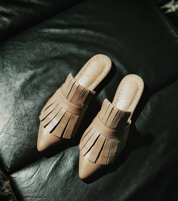 handmade leather mules