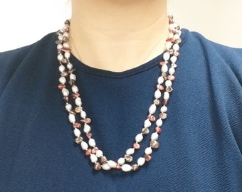 Handcrafted Opera Length fresh water pearls necklace long pearl necklace Birthday gift
