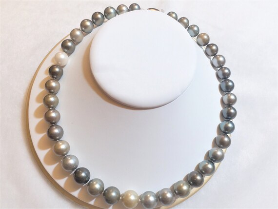 Collana Perle Naturali Per Occasioni Speciali Collana Perle Nere Barocche Naturali Mare Del Sud - 10-12mm, Lunghezza 18 Pollici (46cm) Perle Naturali Mare Del Sud Nere - Foto 9
