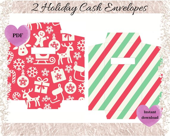 2 printable christmas cash envelopes money gift financial | Etsy