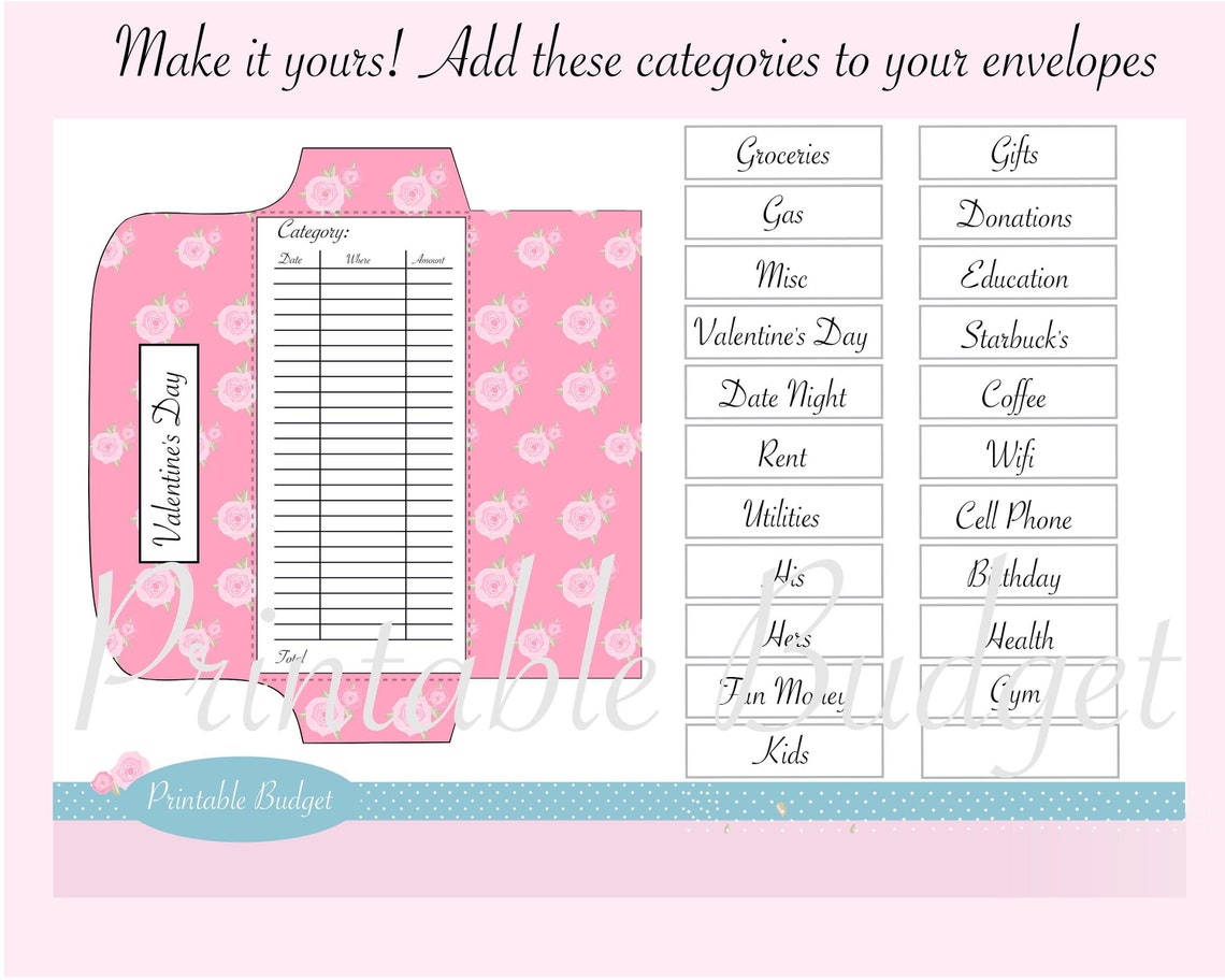 7 Horizontal Cash Envelopes / Printable / Financial Planner System ...